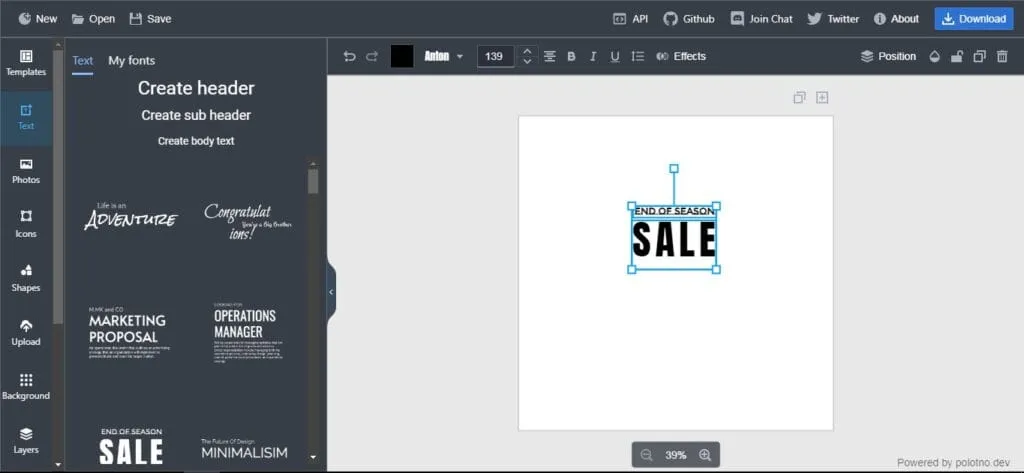 Polotno Studio: alternativa gratuita a Canva Pro